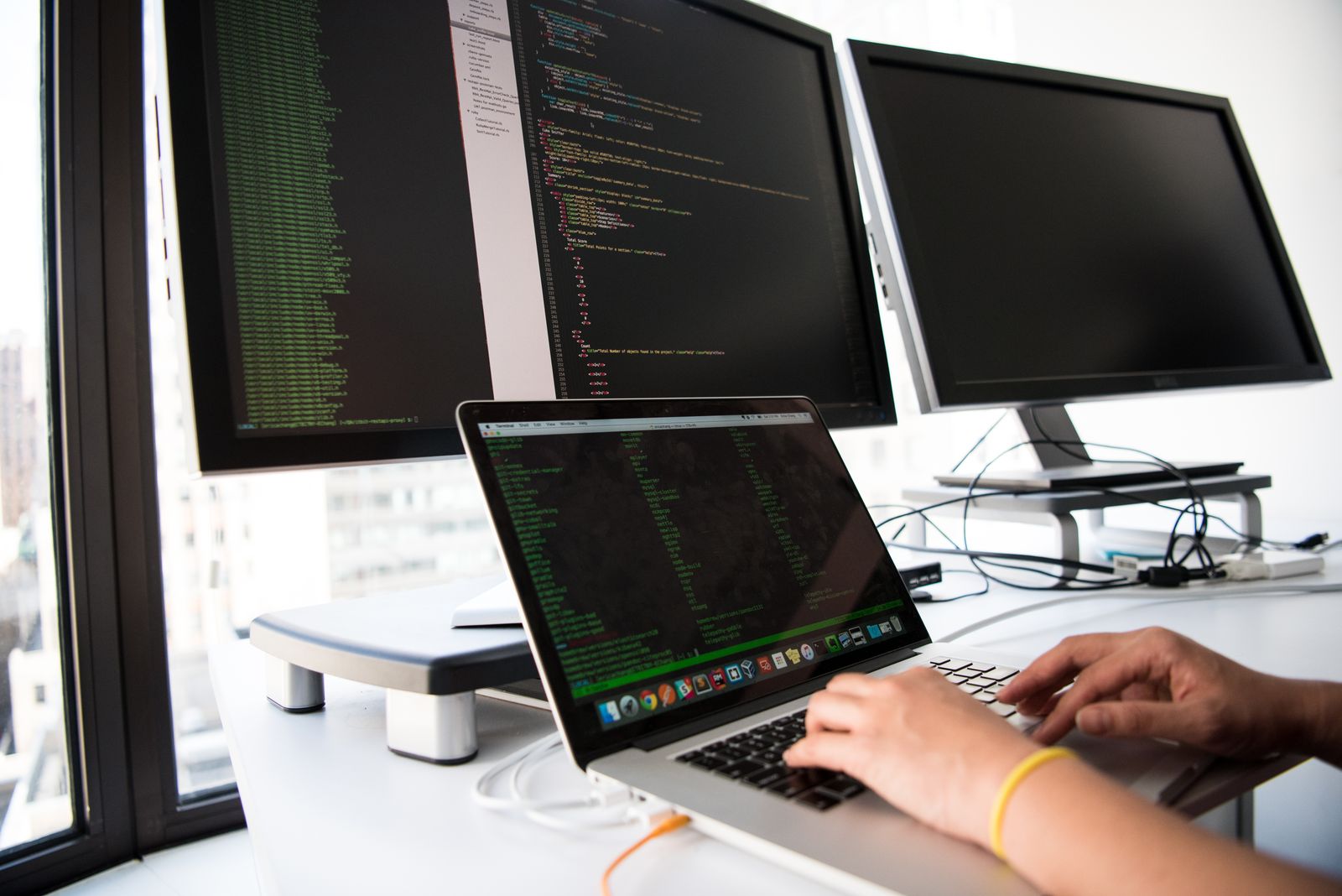 Developer working with application code